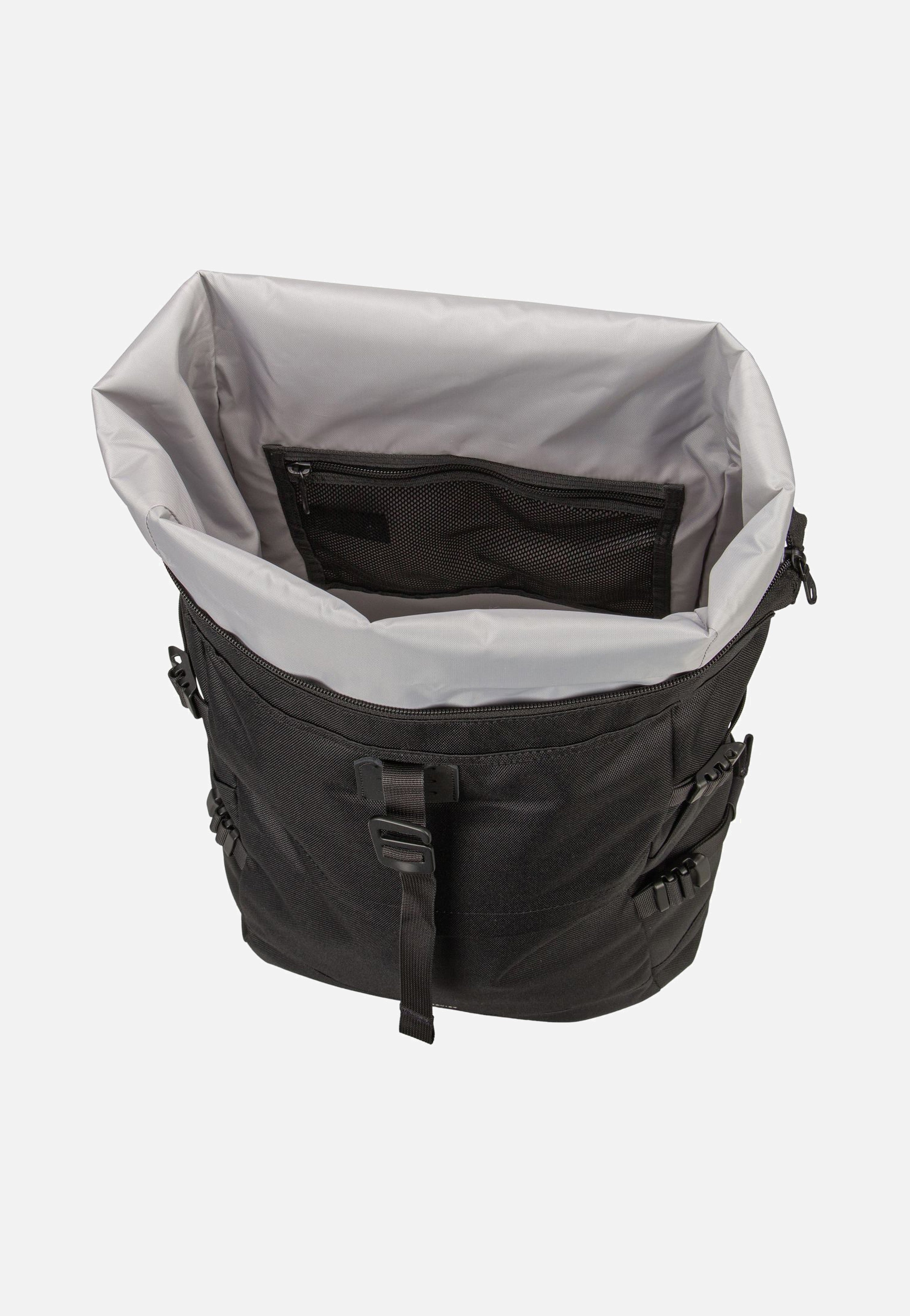 Sandqvist Icon BP L Black/Black Leather Rolltop Rucksack