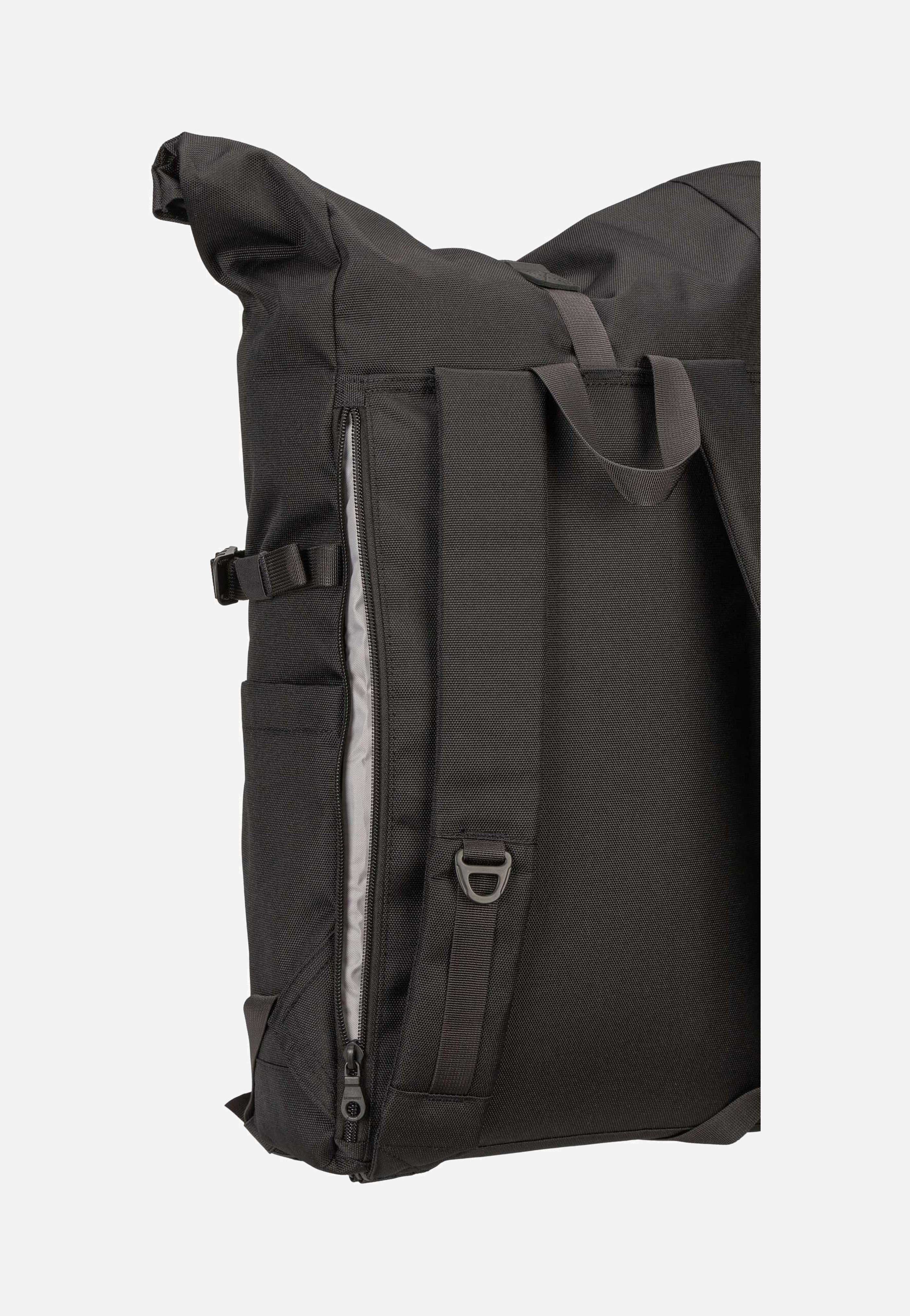 Sandqvist Icon BP M Black/Black Leather Rolltop Rucksack