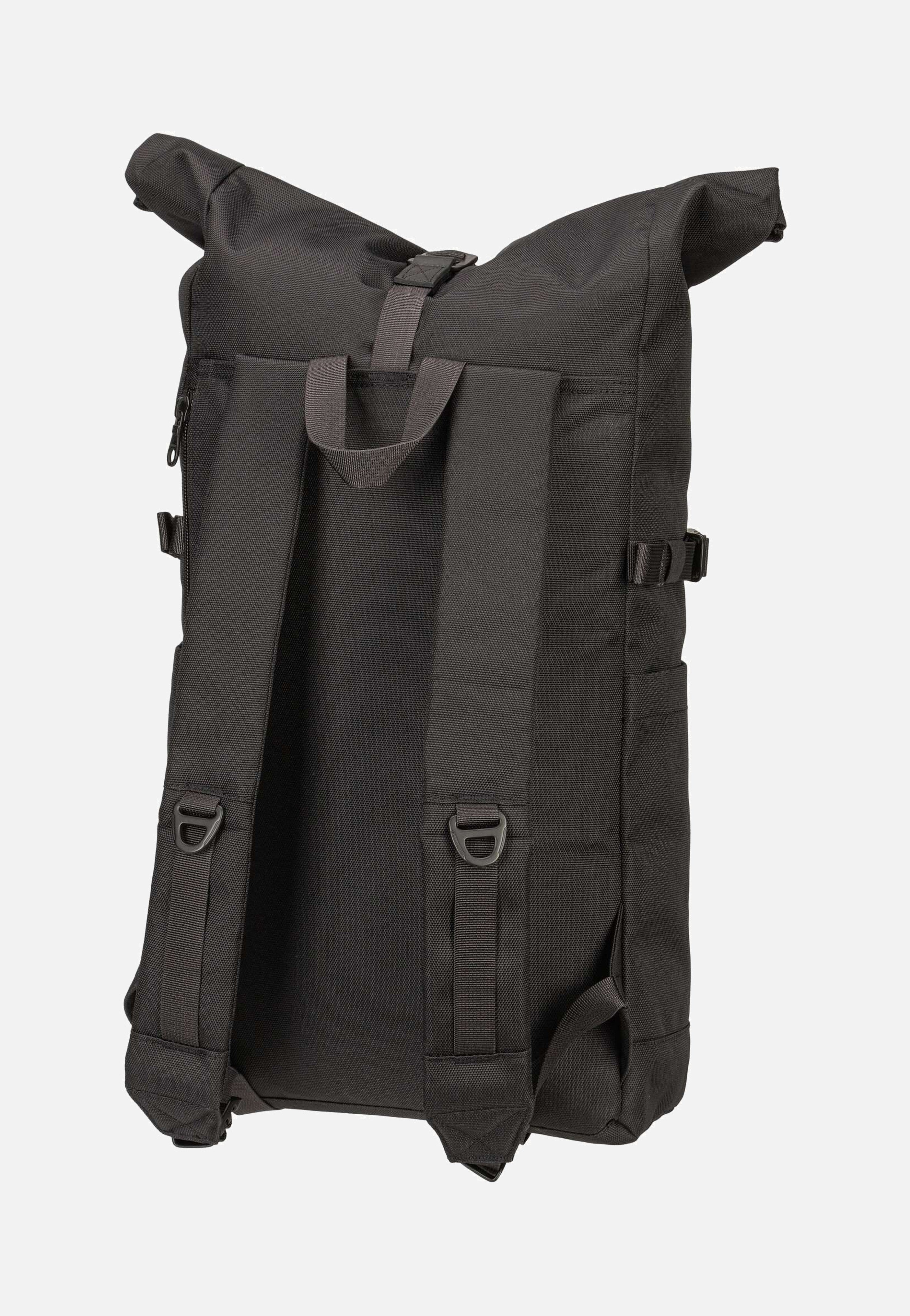 Sandqvist Icon BP M Black/Black Leather Rolltop Rucksack