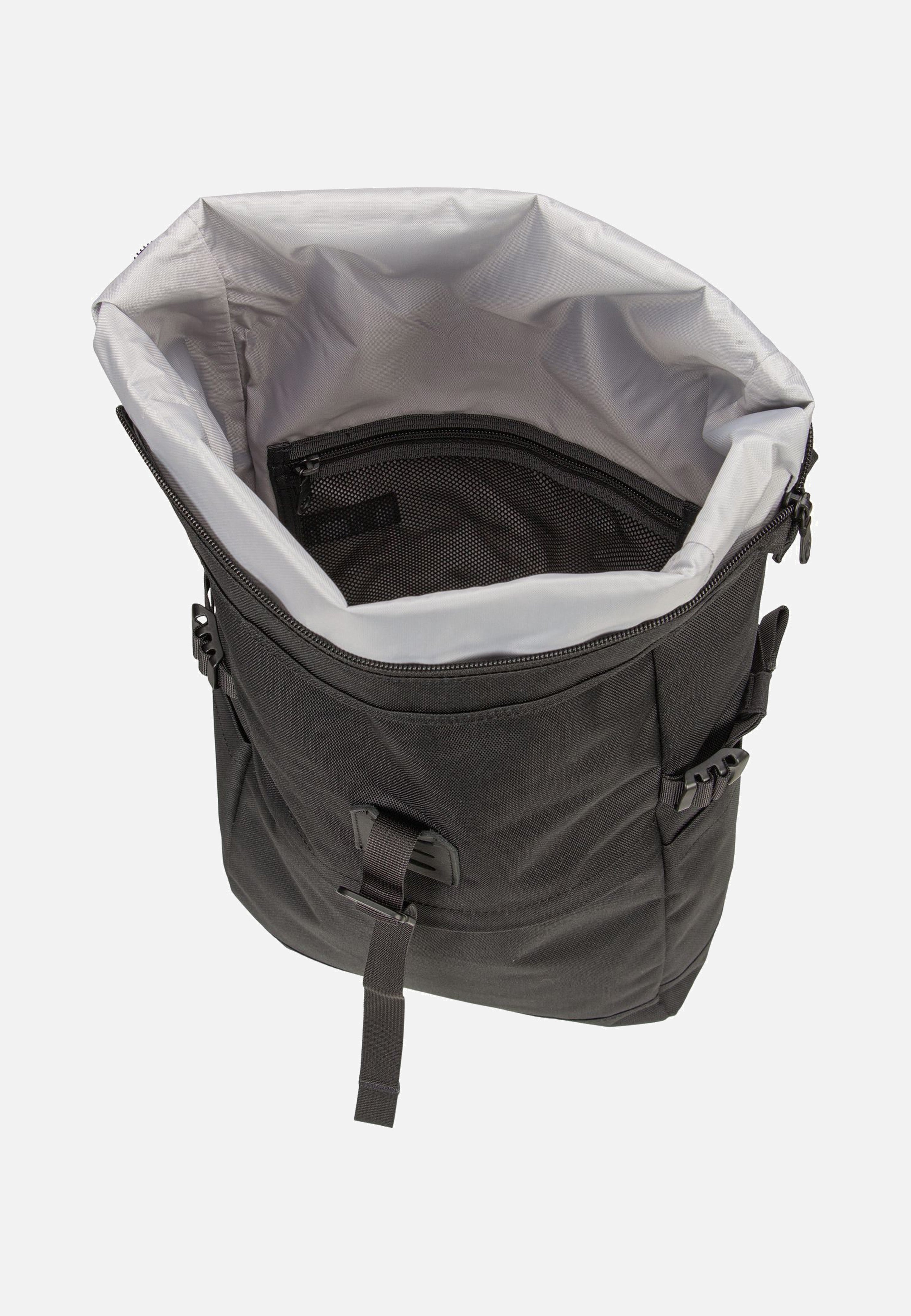 Sandqvist Icon BP M Black/Black Leather Rolltop Rucksack