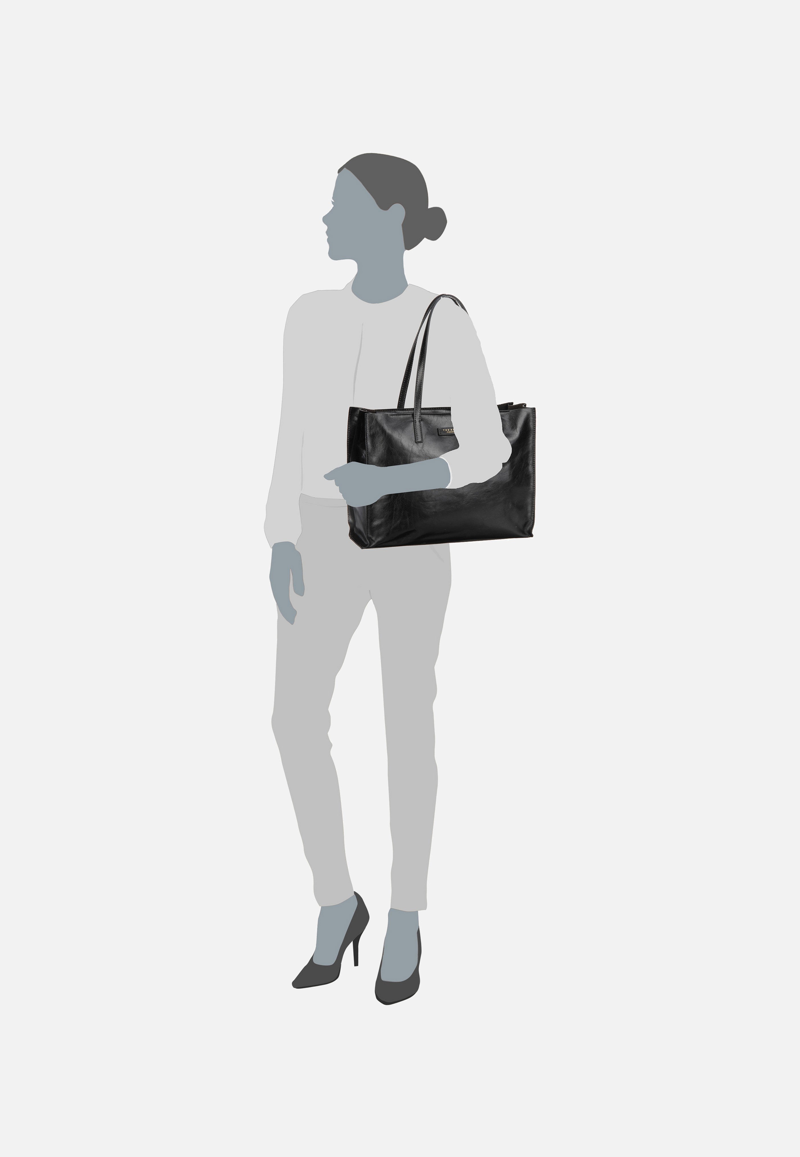 The Bridge Mirra Shopping with Zip 1314 Nero/Oro Shopper