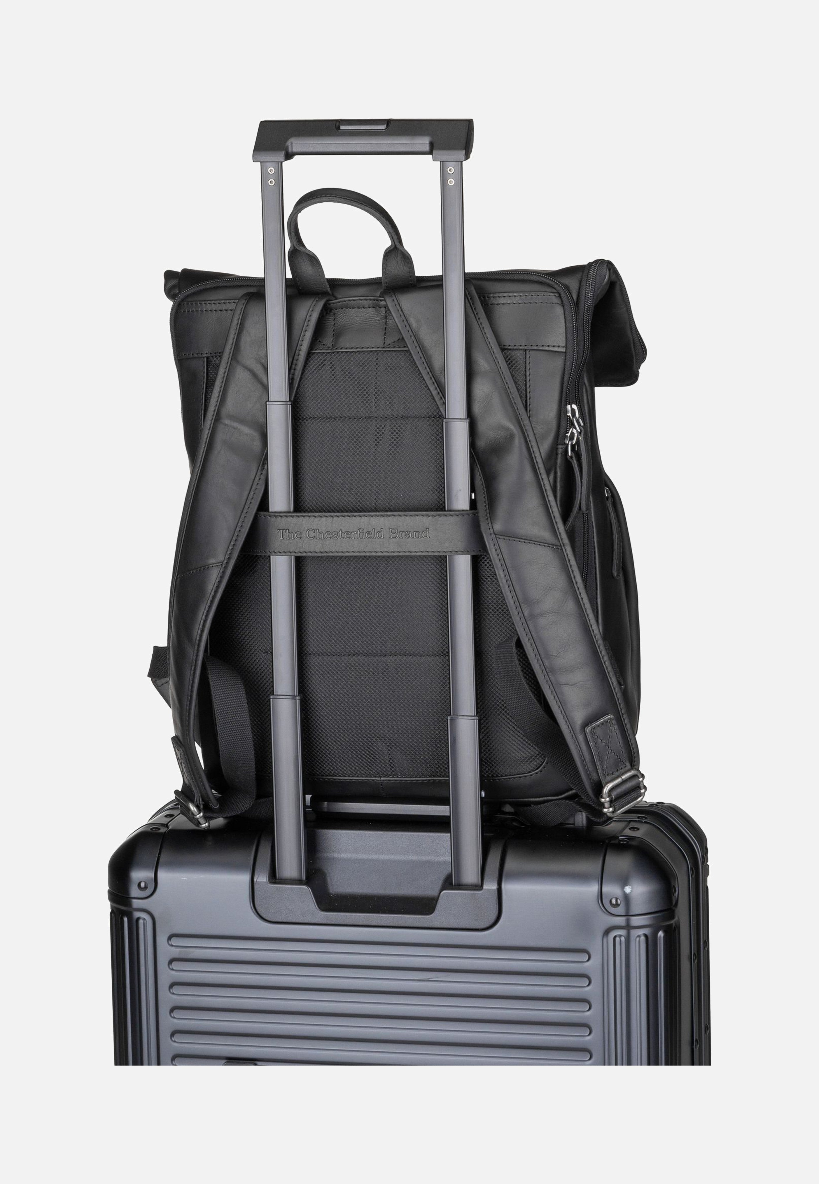 The Chesterfield Brand Savona 0322 Black Rolltop Rucksack