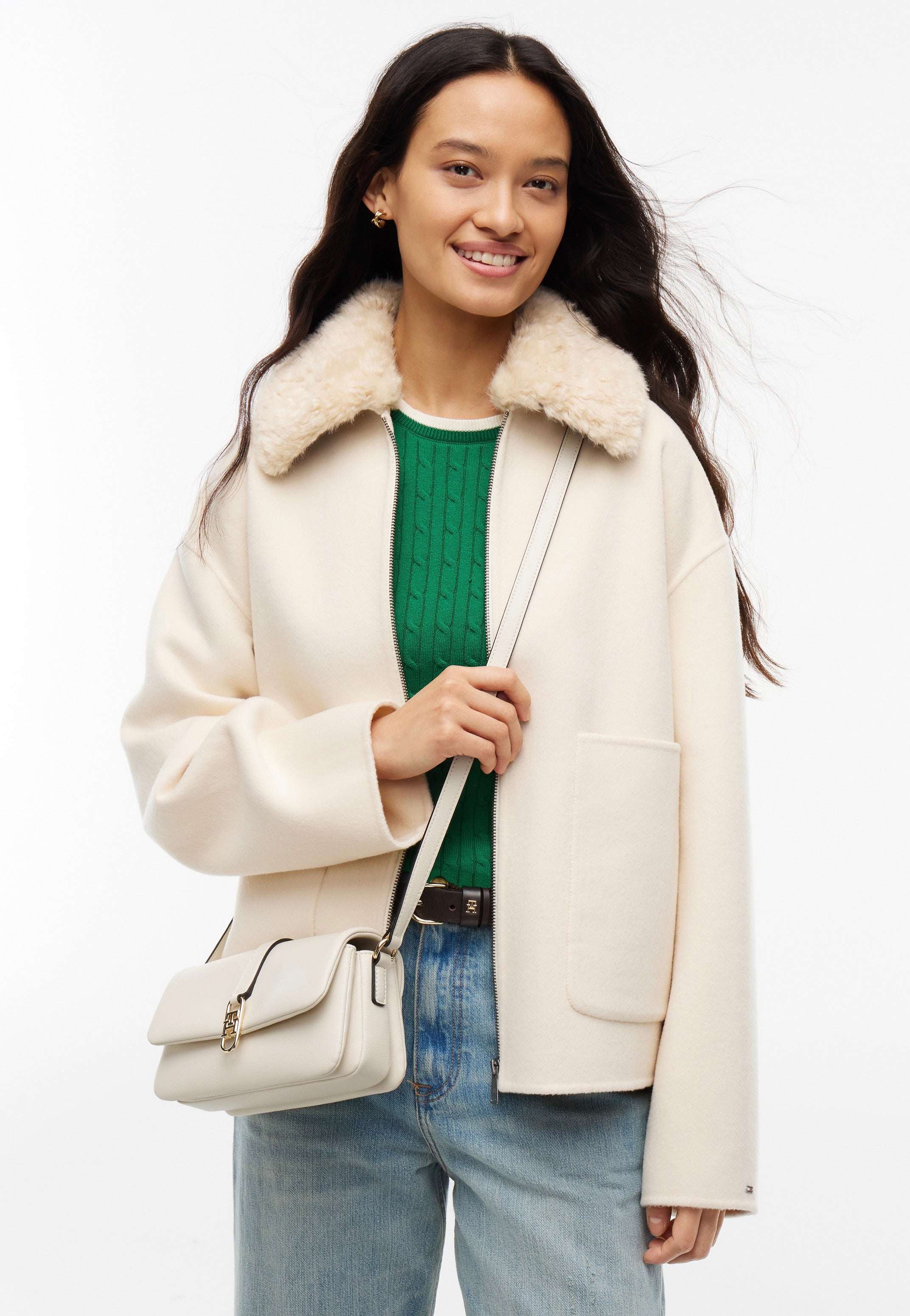 Tommy Hilfiger TH Libre Mini Crossover Soft Cream Crossbody Bag