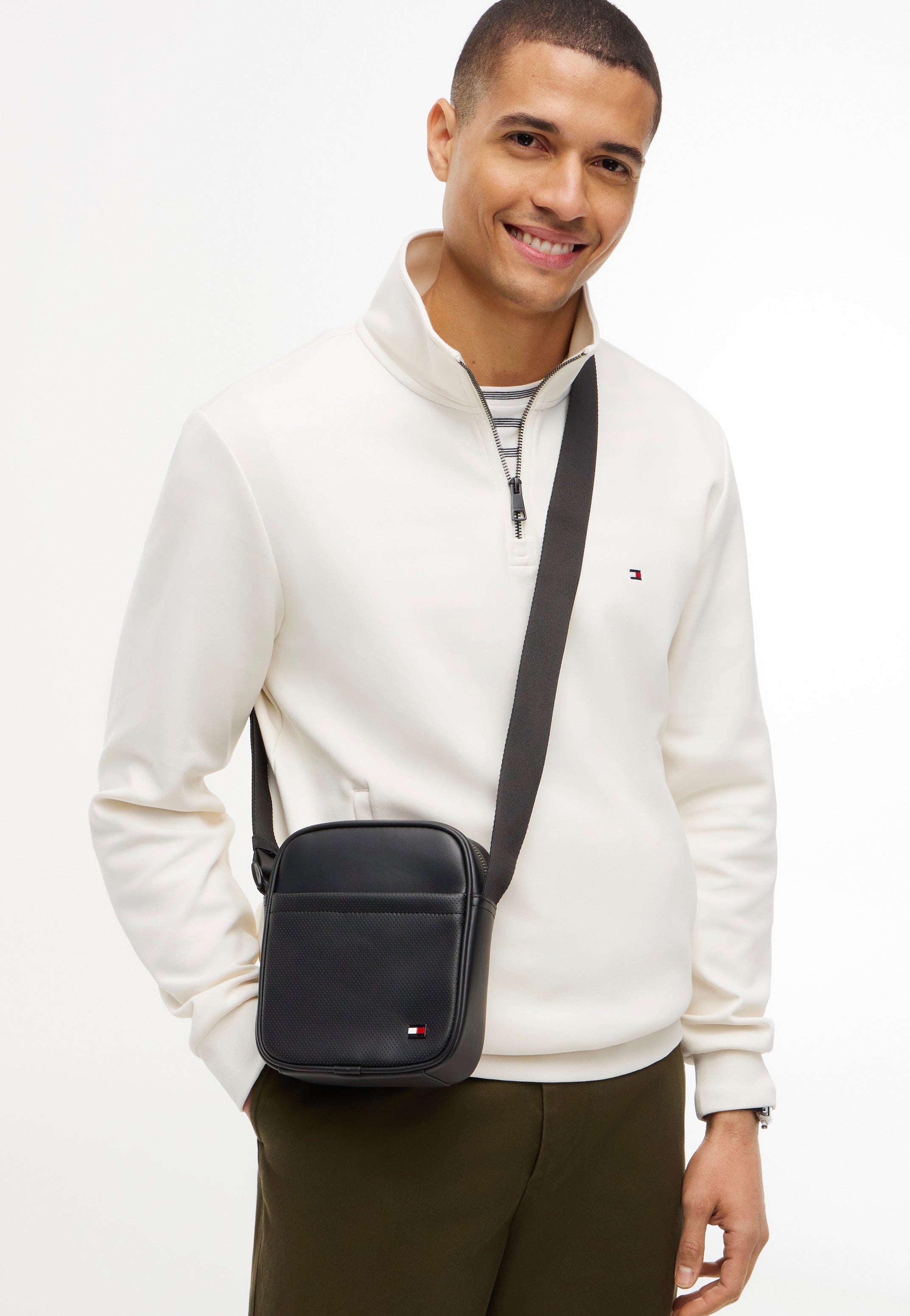 Tommy Hilfiger TH Foundation Mini Reporter Black Crossbody Bag
