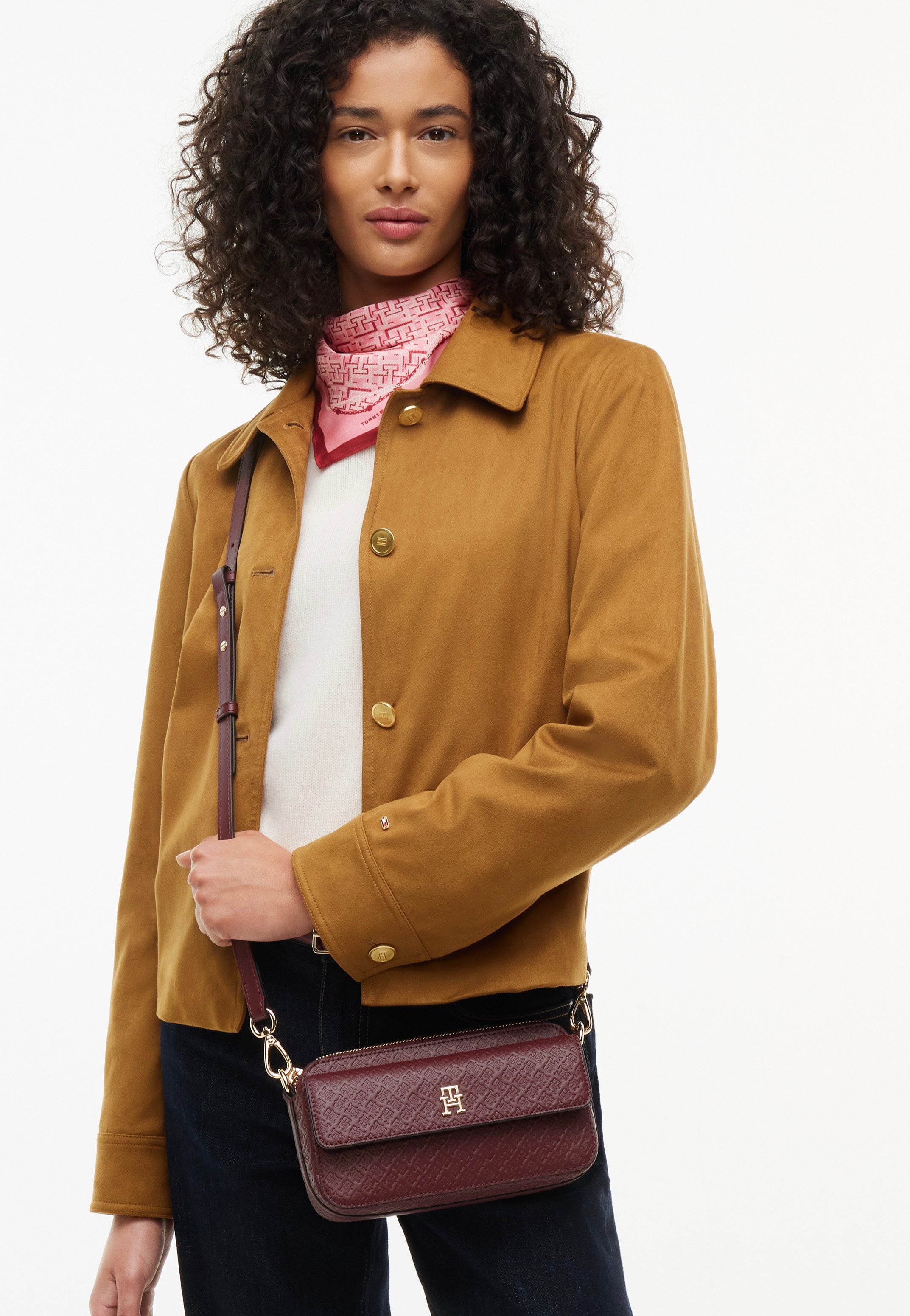 Tommy Hilfiger TH Icon Camera Mono Oxblood Crossbody Bag