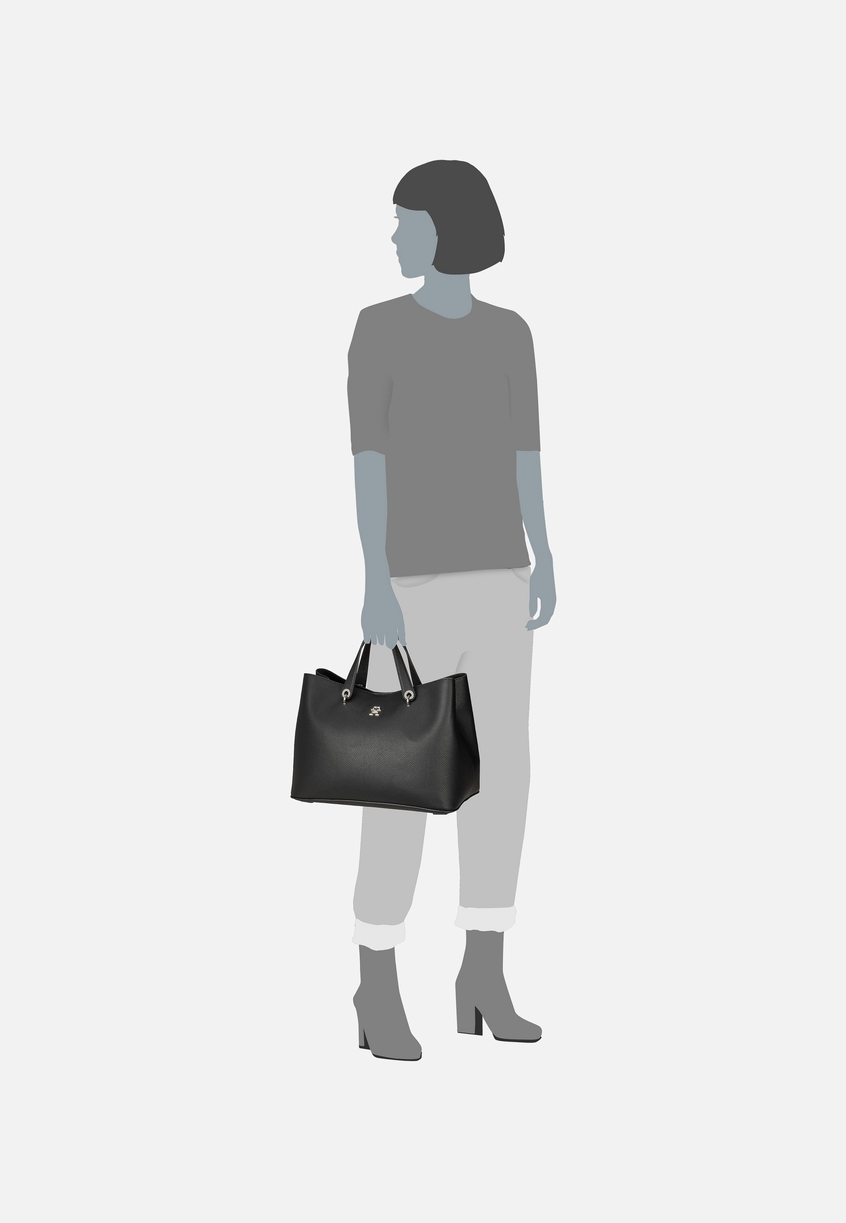 Tommy Hilfiger TH Emblem Satchel Black Tote Bag