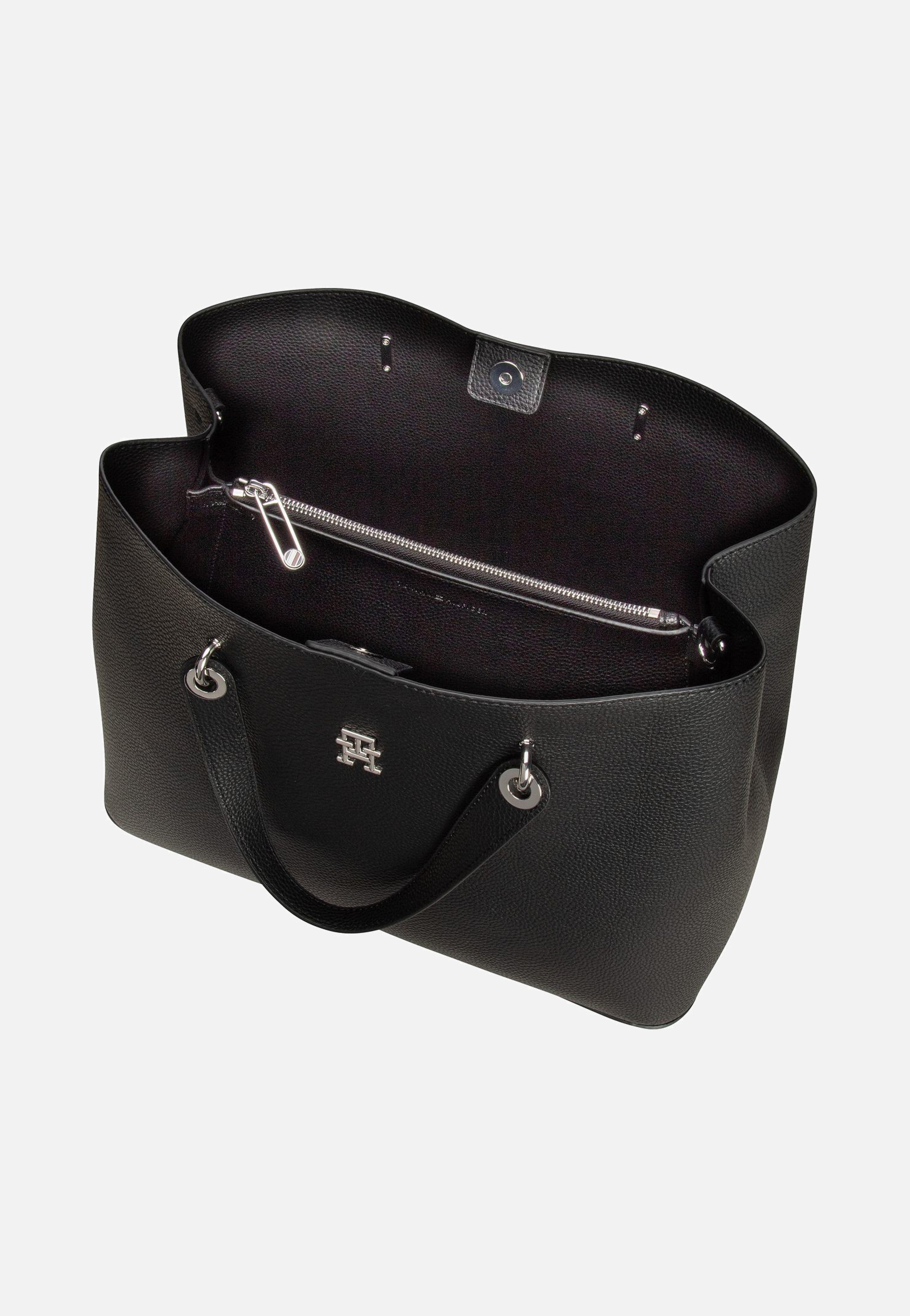 Tommy Hilfiger TH Emblem Satchel Black Tote Bag