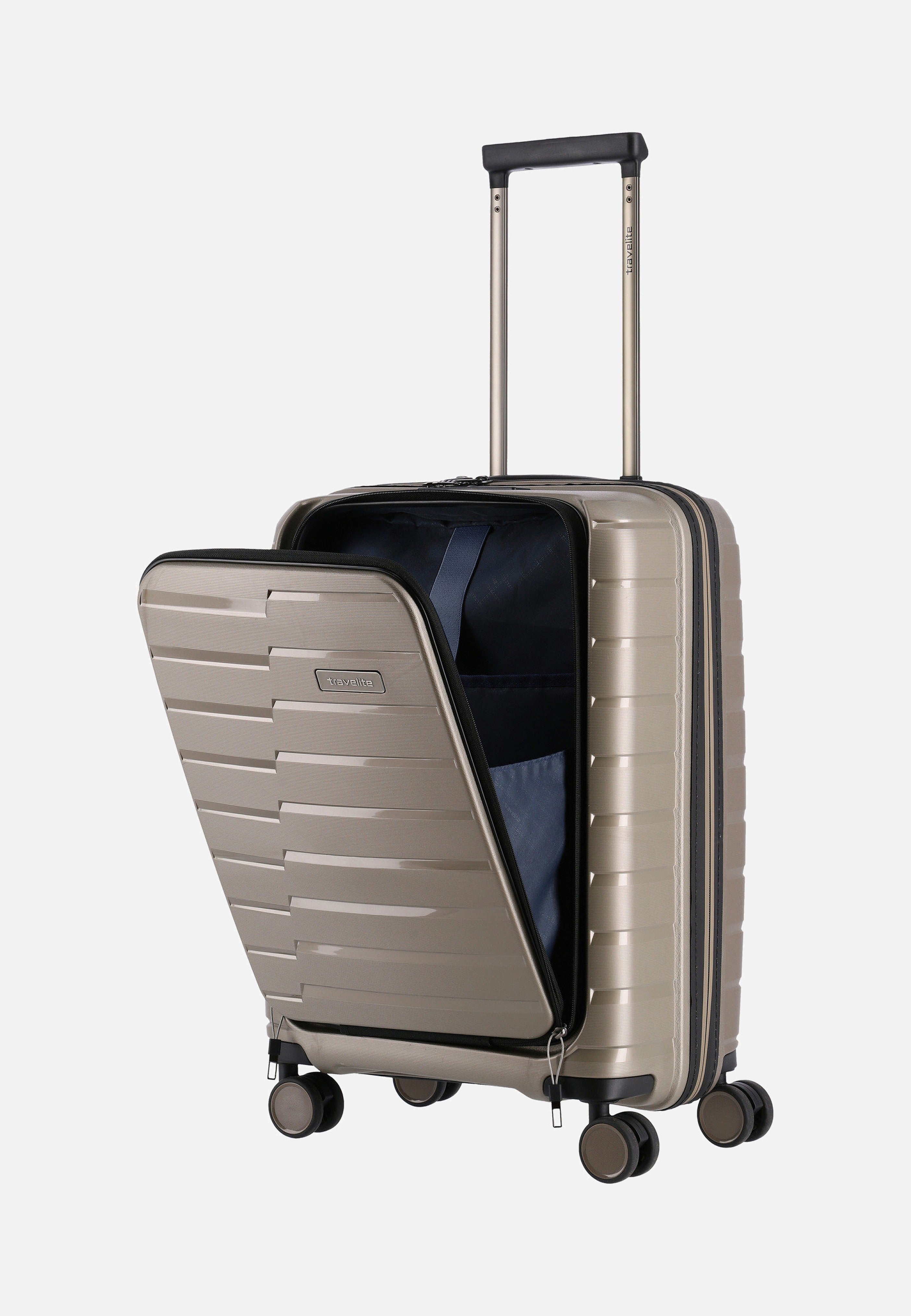 travelite Air Base 4-Rad Trolley S Vortasche Champagner Koffer