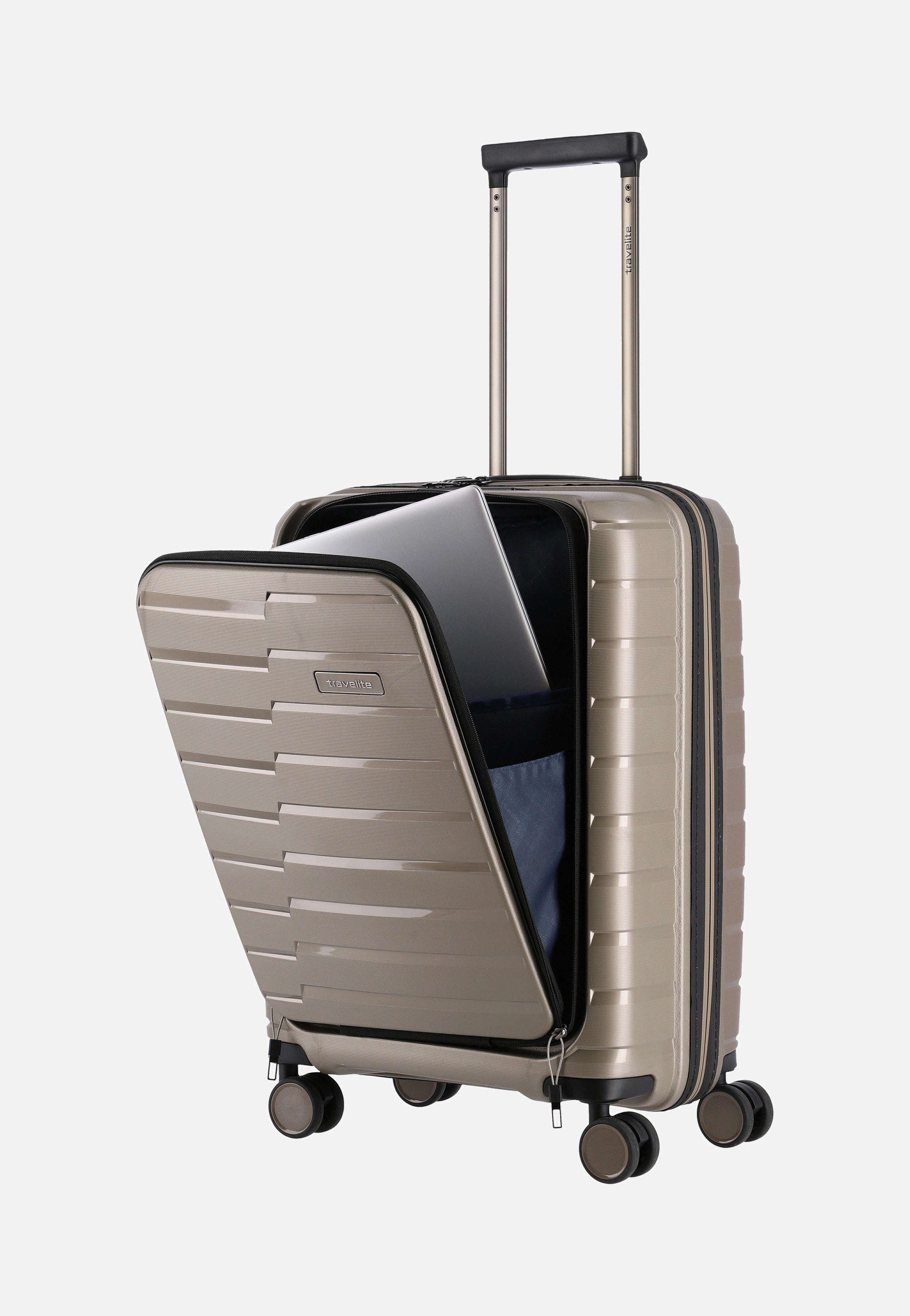 travelite Air Base 4-Rad Trolley S Vortasche Champagner Koffer