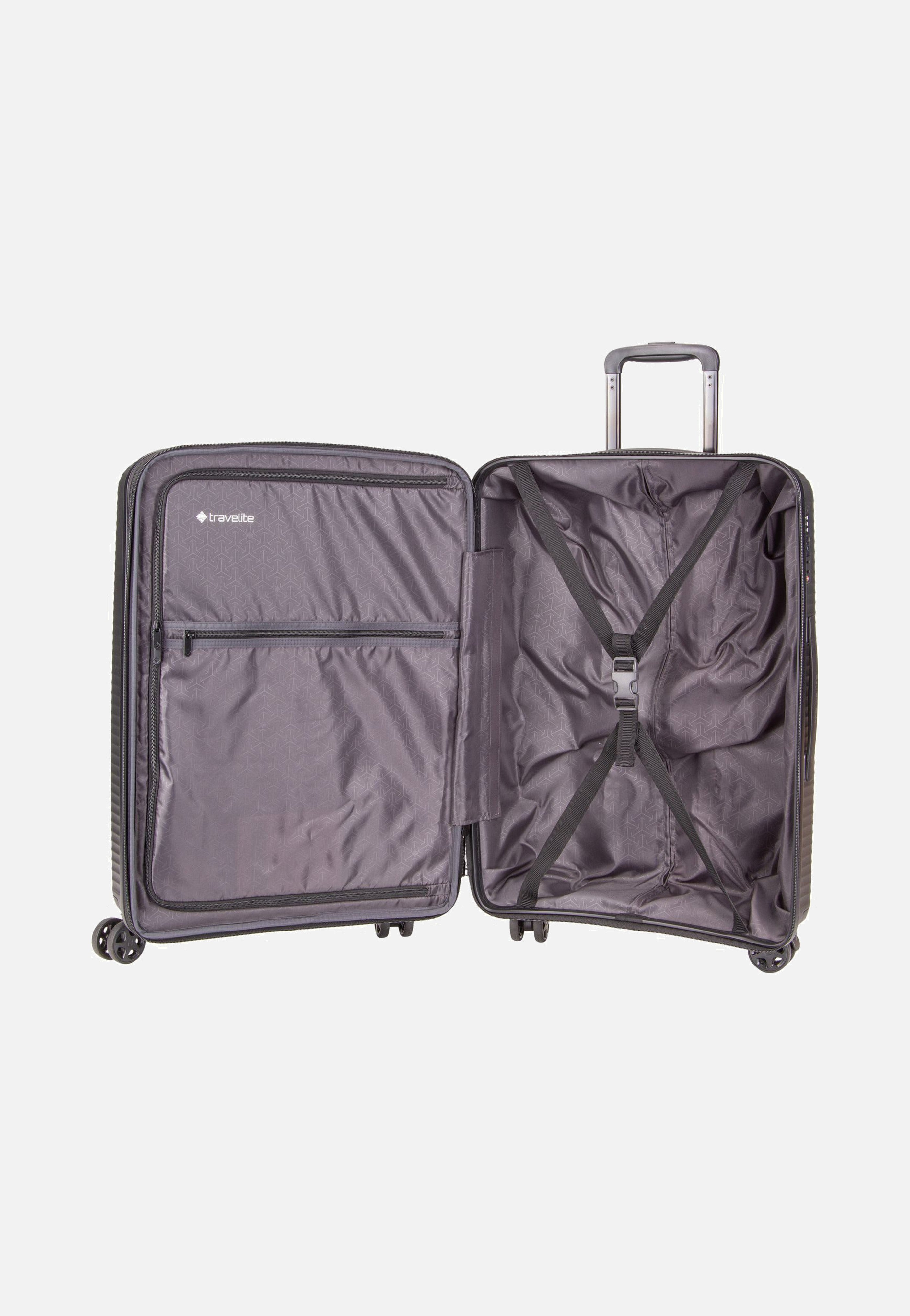 travelite Air Stripe Trolley 4w M exp. Black Koffer