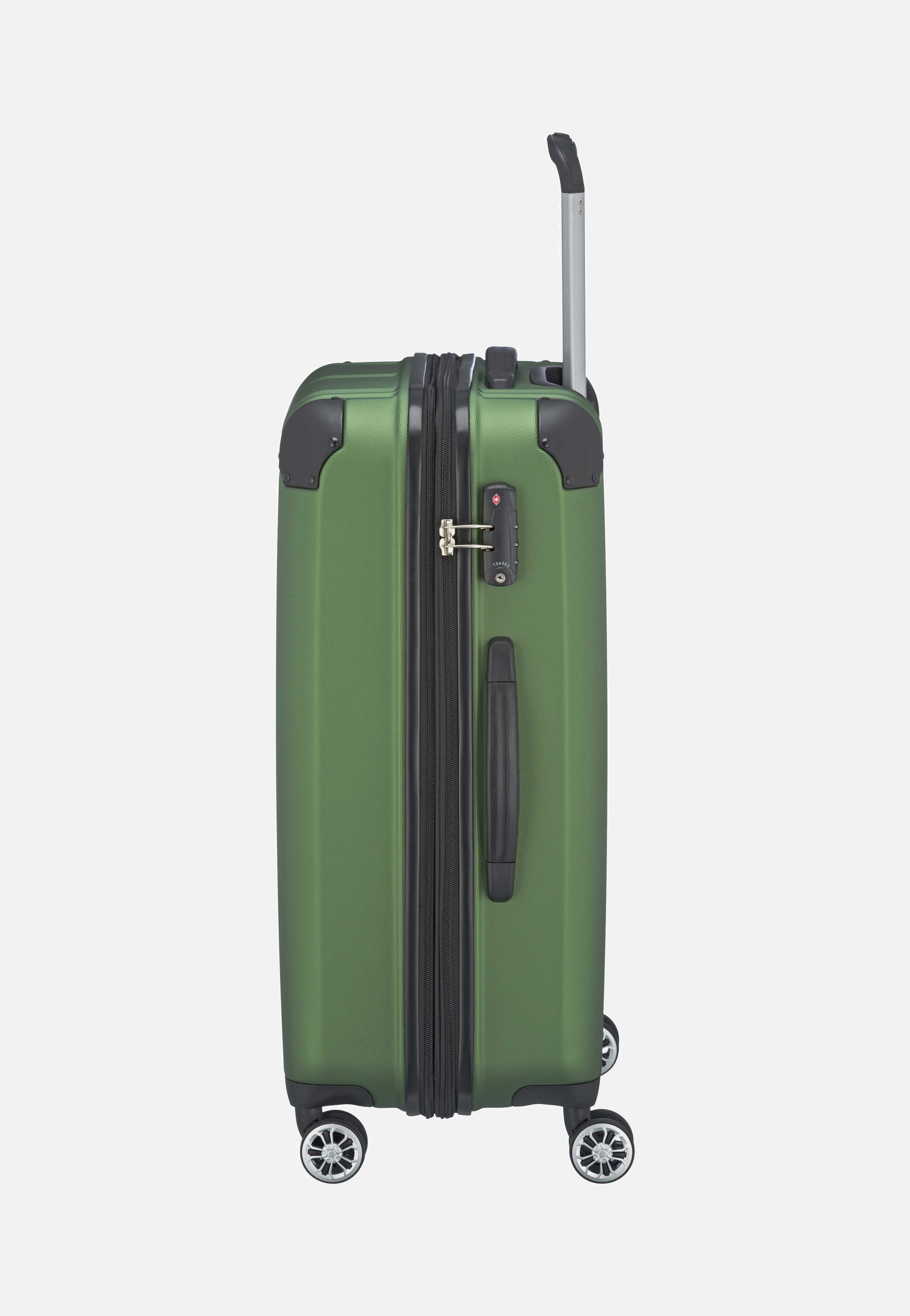travelite City 4-Rad Trolley M exp Grün Koffer