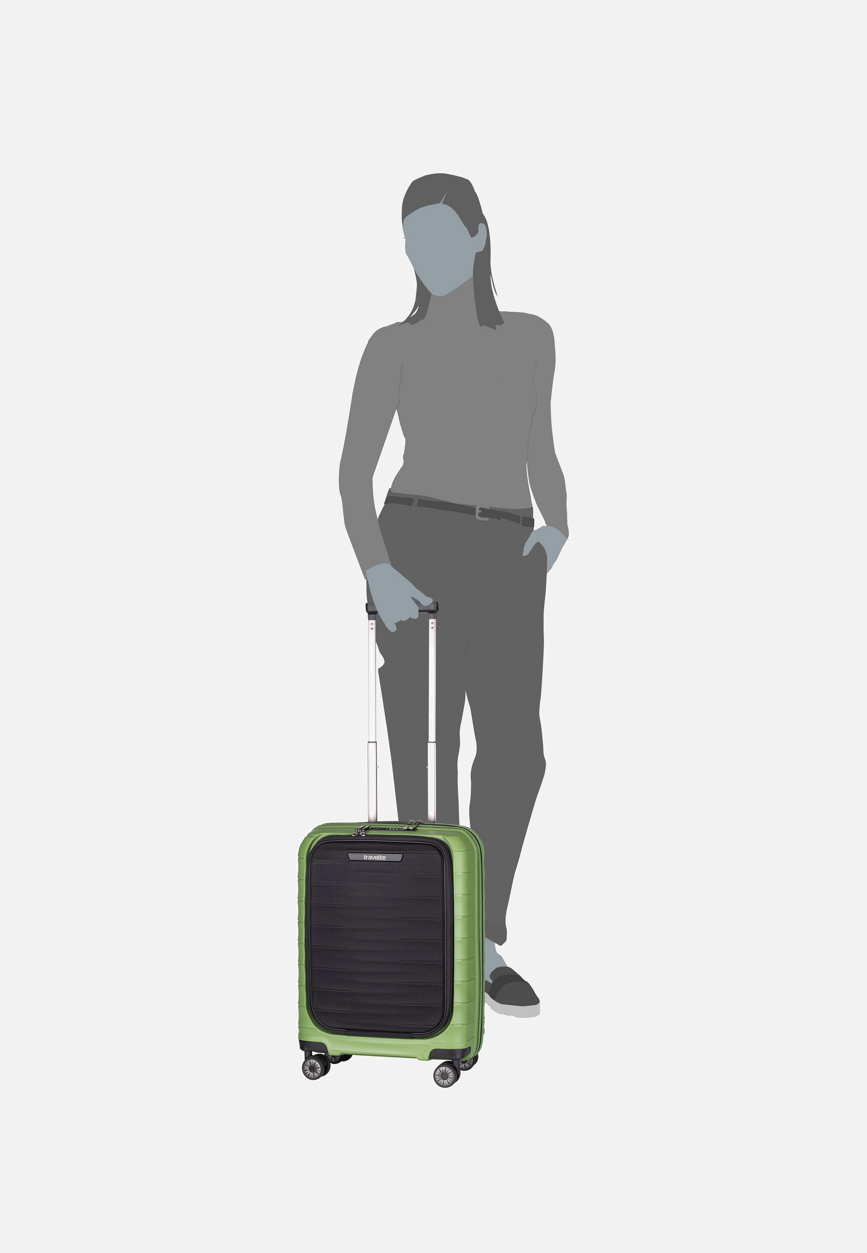 travelite Mooby 4w Trolley S Front Pocket Grün Koffer