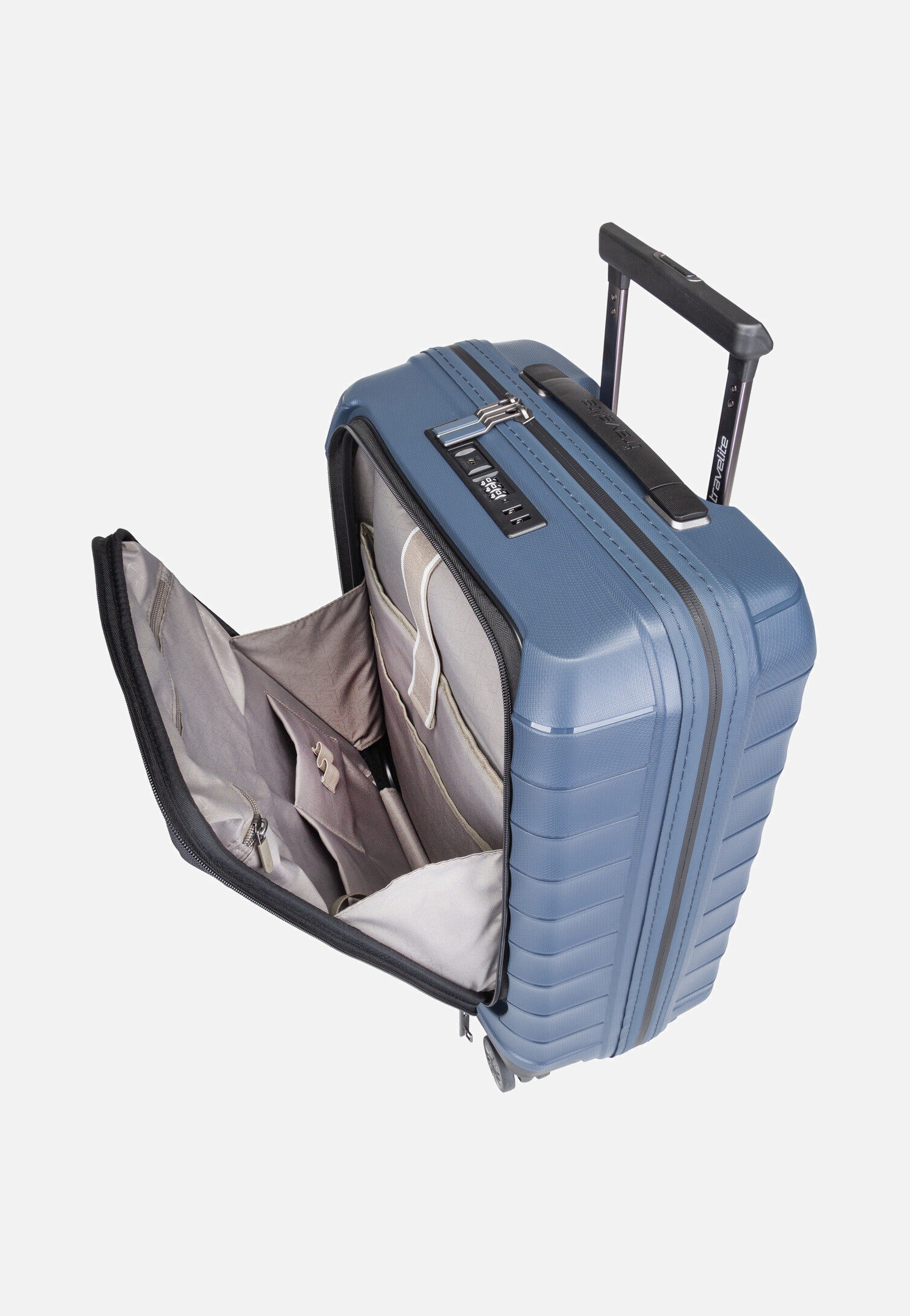 travelite Mooby 4w Trolley S Front Pocket Marine Koffer