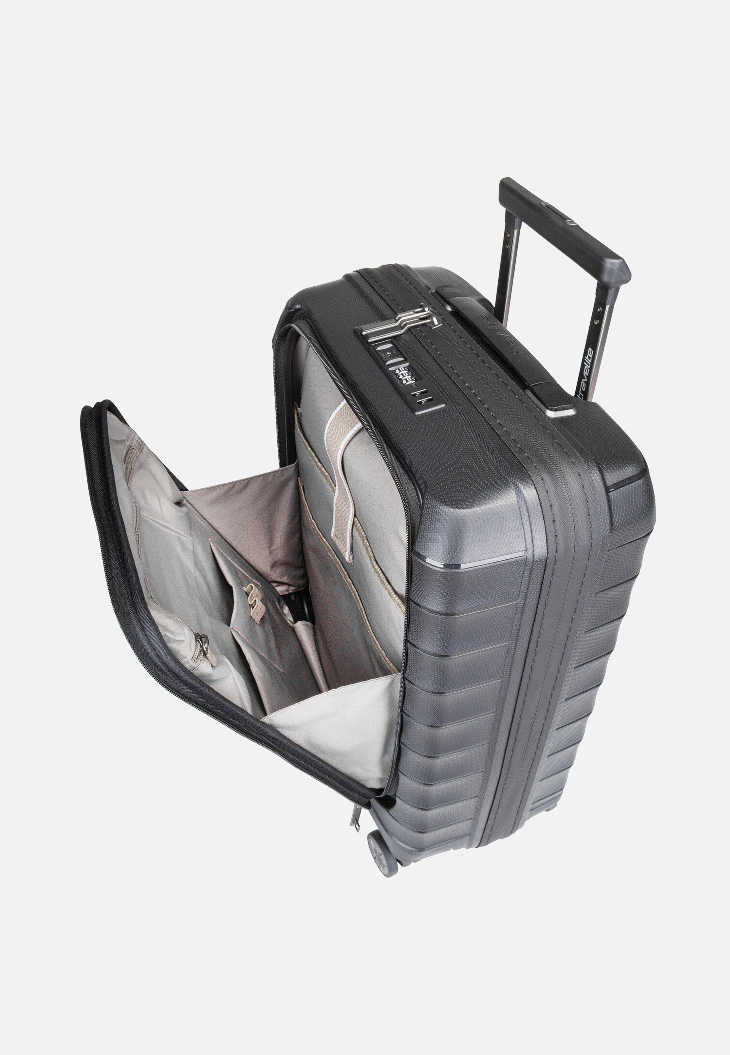 travelite Mooby 4w Trolley S Front Pocket Schwarz Koffer
