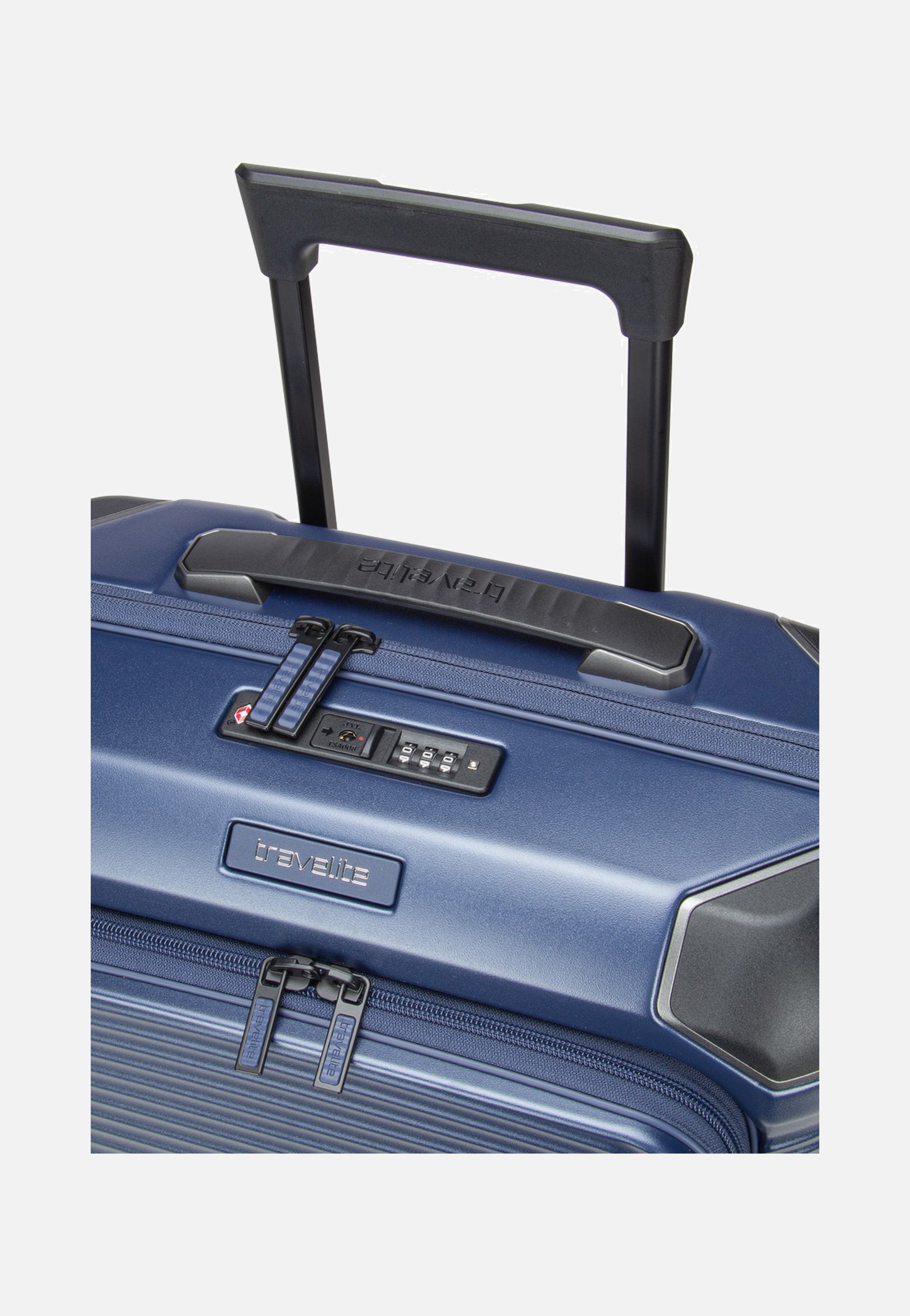 travelite Millennium Trolley 4W S Front Pocket Navy Suitcase