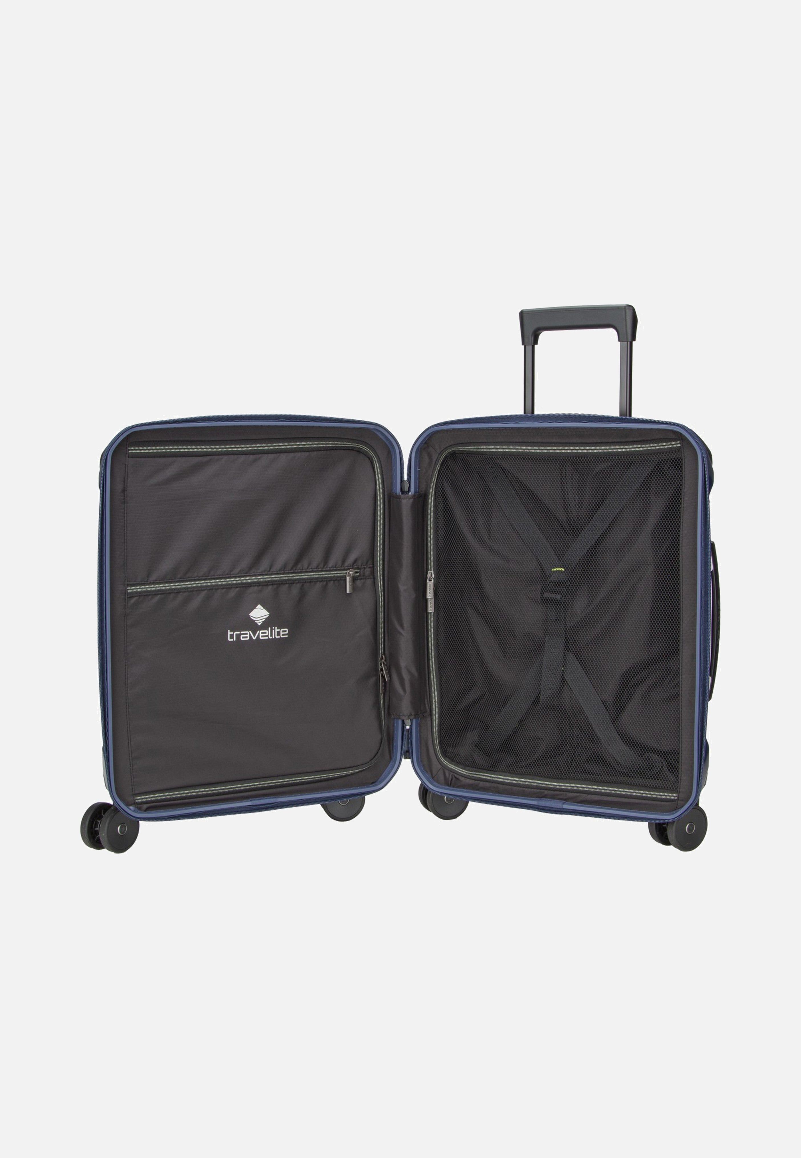travelite Millennium Trolley 4W S Front Pocket Navy Suitcase